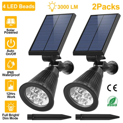 Solar Spotlights 2-Pack - Outdoor Waterproof Landscape Uplights