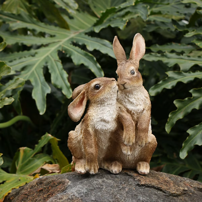 Resin Rabbit Garden Statue - Indoor/Outdoor Patio Decor