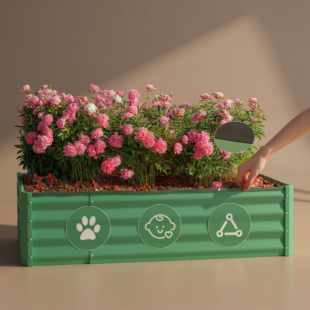 Large Galvanized Raised Garden Bed - Outdoor Metal Planter