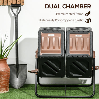 Dual-Chamber Compost Tumbler - 24gal Outdoor Rotating Composter