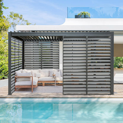 Louvered Pergola Privacy Screen - Outdoor Shade Panel