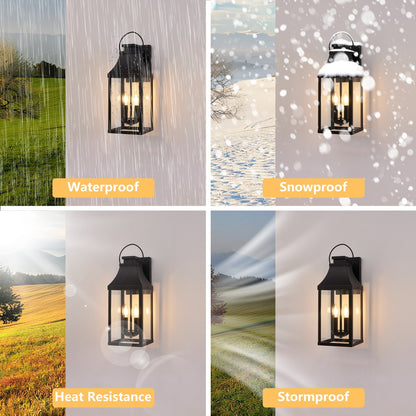 Outdoor Wall Sconce Lantern 20in - 2-Light Porch Fixture