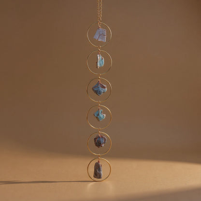 Crystal Raw Stone Wind Chime Pendant - Natural Hanging Decor