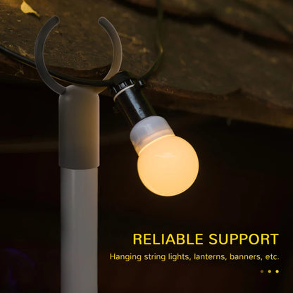 10ft Steel String Light Poles - Patio Hanging Lighting Stand Set