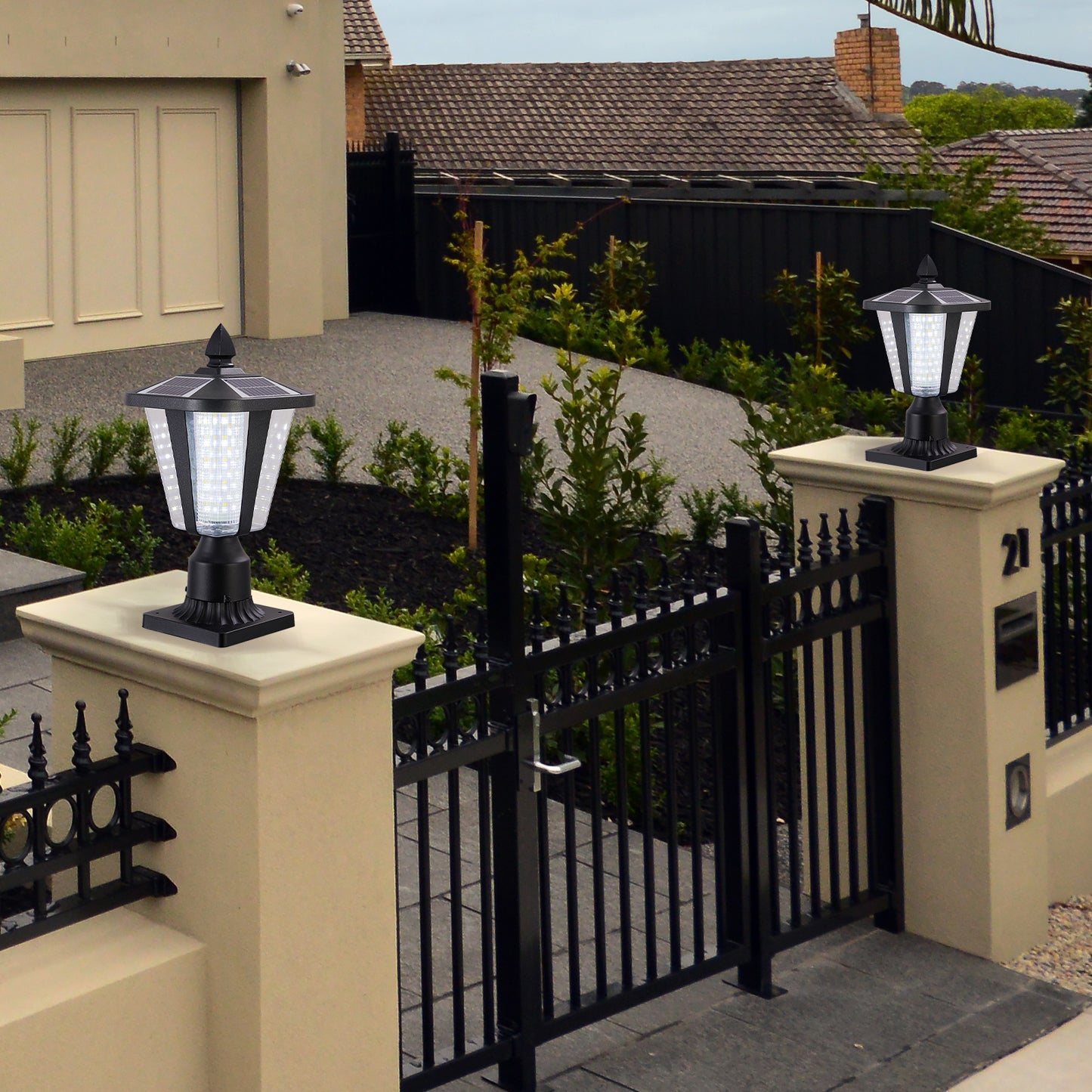 Solar Lantern 15in - Modern Outdoor LED Garden Post Light