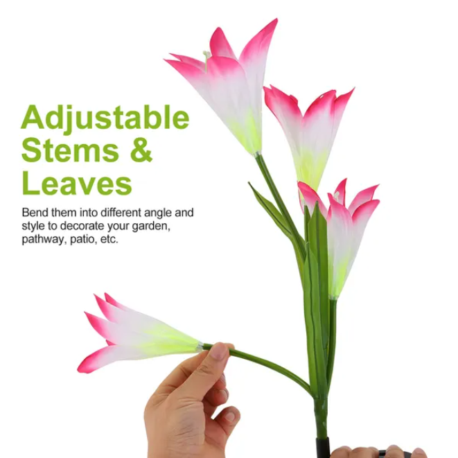 Solar Lily Flower Garden Lights - Decorative LED Outdoor Accents