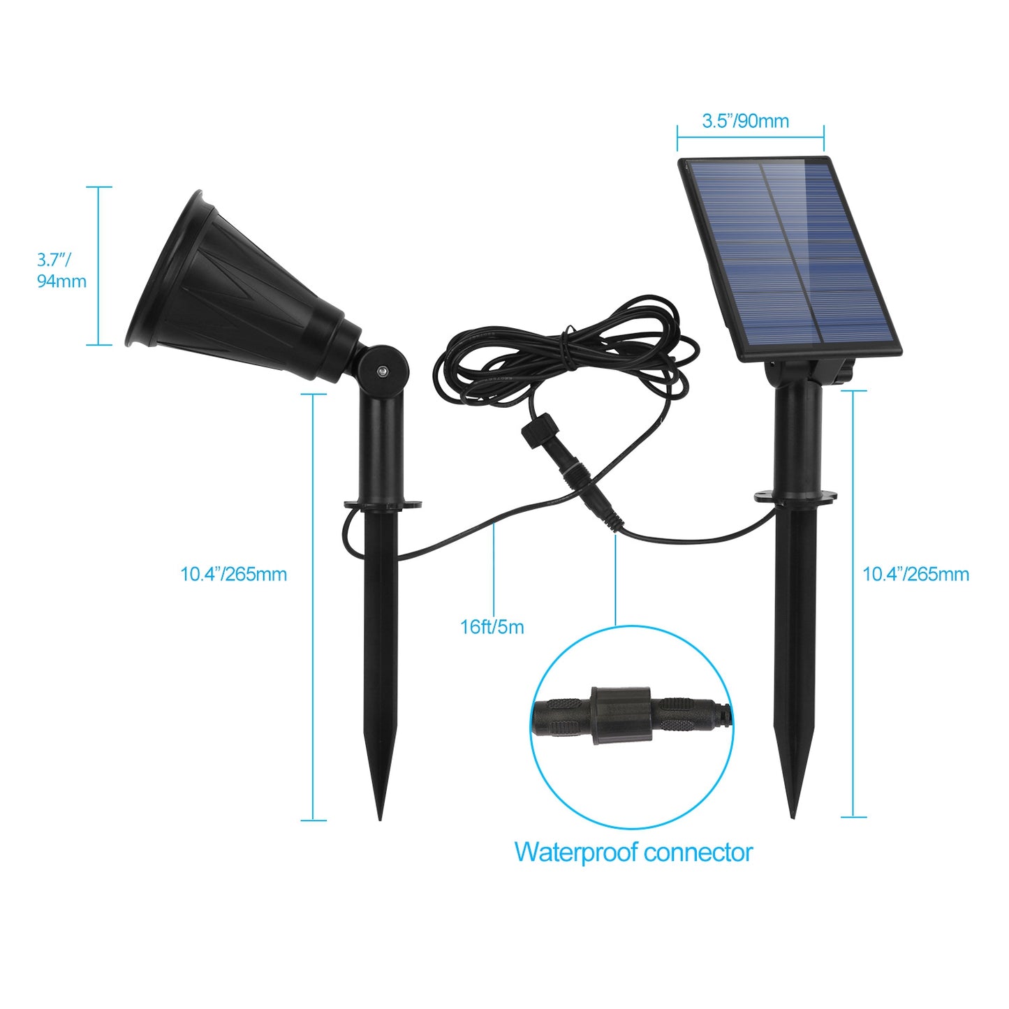 Solar Wall Spotlight - IP65 Waterproof Dusk-to-Dawn Outdoor