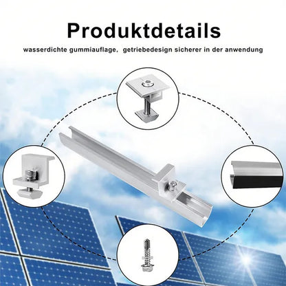 U-Shaped Solar Panel Mounting Rail - Black, Middle Pressure Set