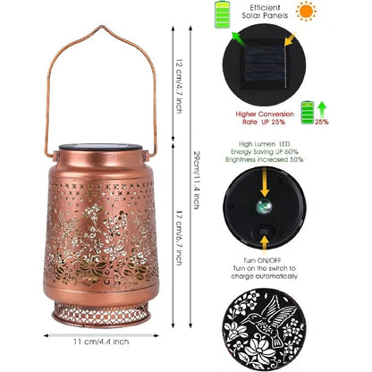 Solar Hummingbird Barn Lantern - Waterproof Courtyard Decor