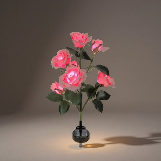 Solar Rose Flower Lights 2-Pack - 14 Waterproof Color Blooms