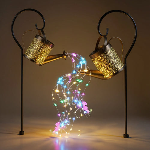 Copper Watering Can Solar Lights - Outdoor Garden Pathway Decor