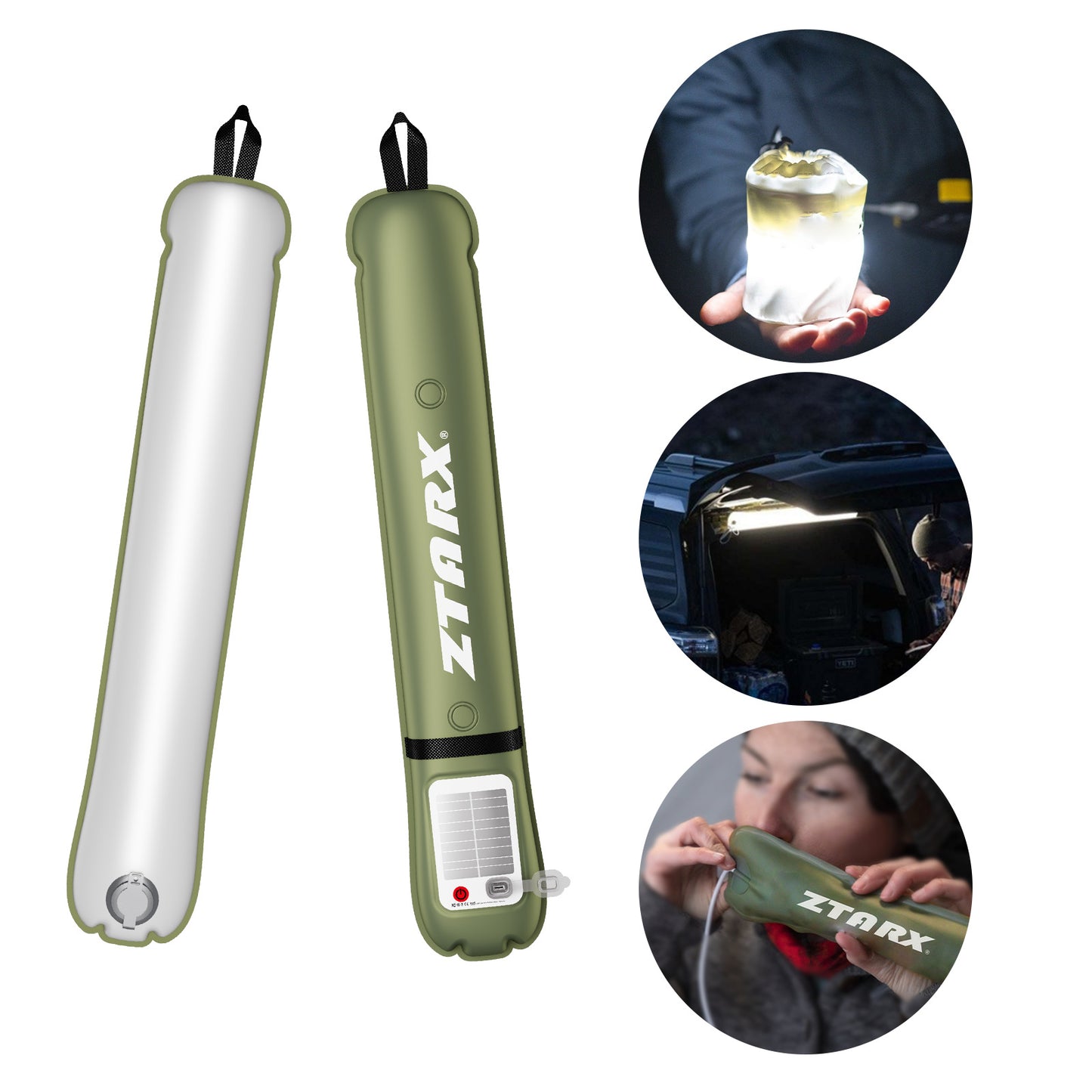 Solar Camping Lantern - Inflatable Outdoor Gas-Style LED Lamp