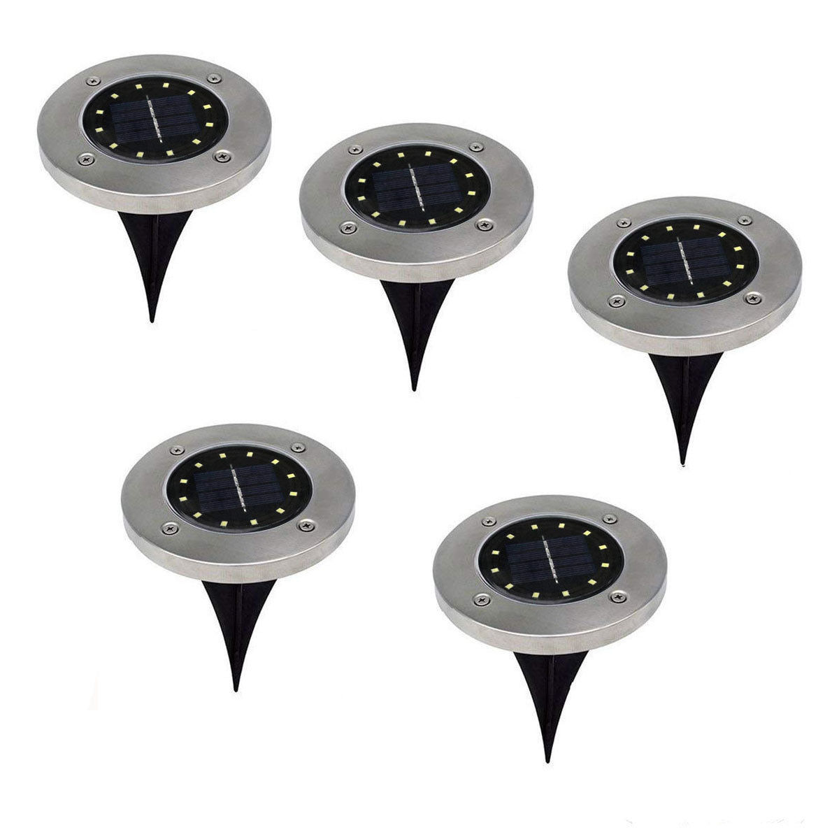 Solar In-Ground Deck Light - 8 LED Stainless Steel Lawn Lamp