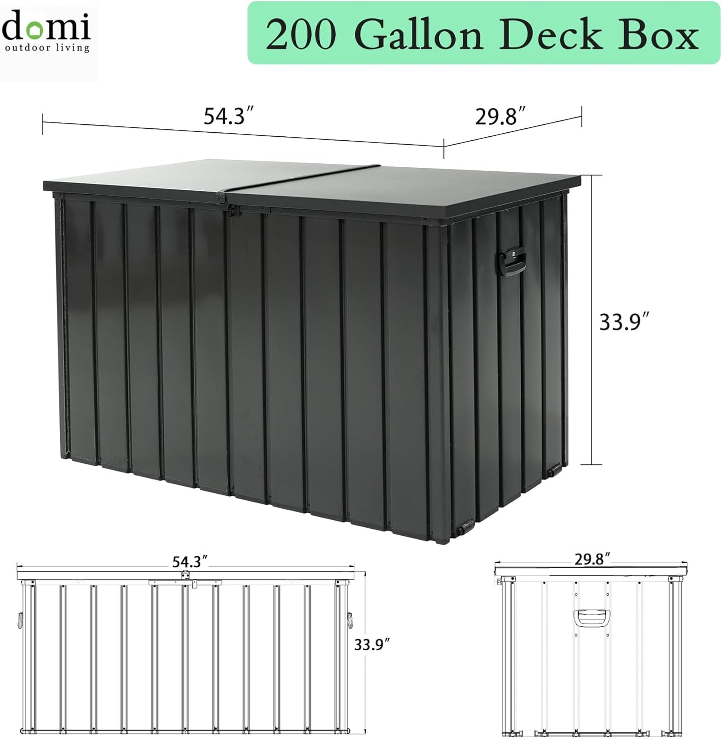Metal Deck Storage Box 200 Gallon - Waterproof with Lockable Lid