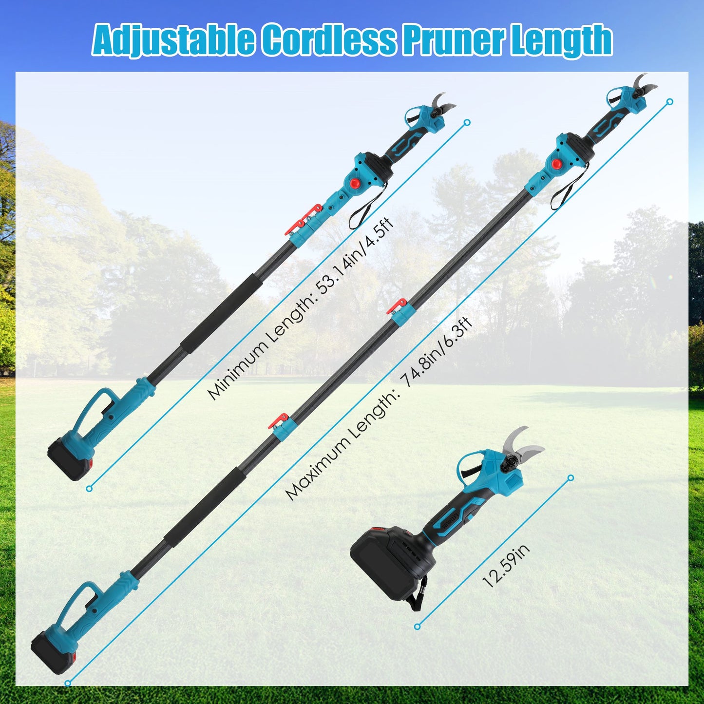 2-in-1 Electric Pruning Shears with Extension Pole - 21V Cordless