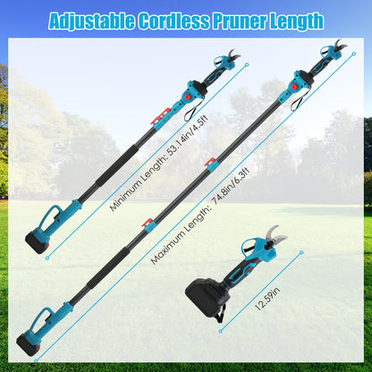 2-in-1 Electric Pruning Shears with Extension Pole - 21V Cordless