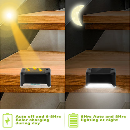 Solar Fence Step Lights - Water-Resistant Dusk-to-Dawn Sensor