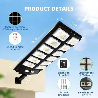 Solar Motion Sensor Street Light - 504 LED with Remote, Outdoor