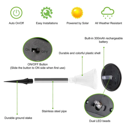 Solar Garden Pathway Lights 4-Pack - Outdoor Waterproof