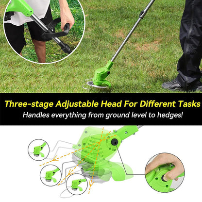 2-in-1 Cordless Grass Trimmer & Edger - 2 Batteries & Blades