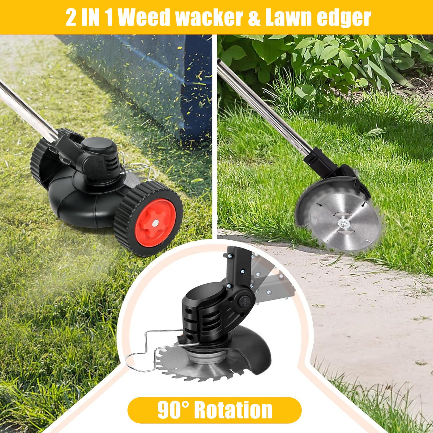 21V Cordless Grass Trimmer - Electric Edger with 2 Batteries