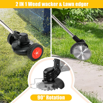 21V Cordless Grass Trimmer - Electric Edger with 2 Batteries