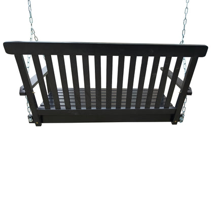Wooden Porch Swing Bench with Armrests - Hanging Chains Included
