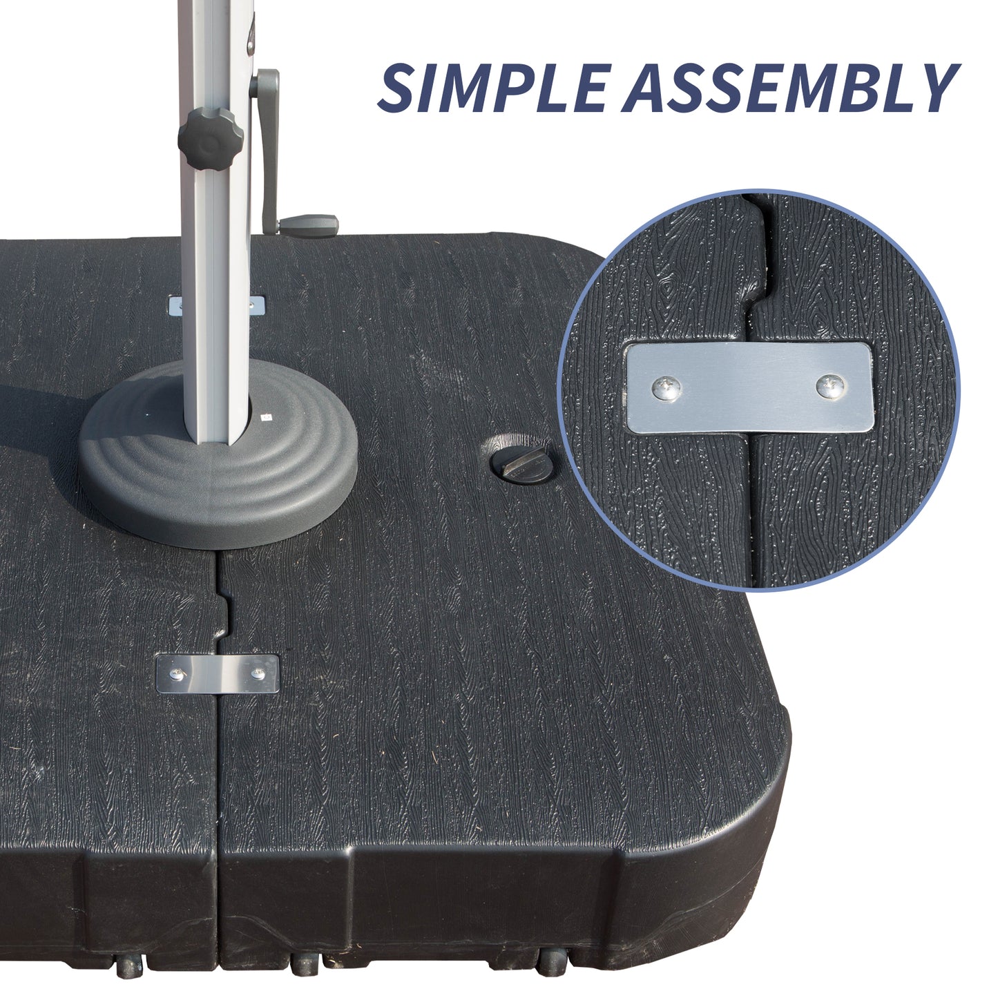 Rolling Patio Umbrella Base - Water/Sand-Fillable with Wheels