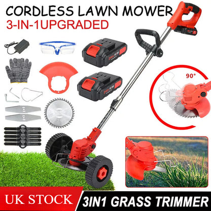 24V Cordless Grass Trimmer - Electric Weed Cutter with 2 Batteries