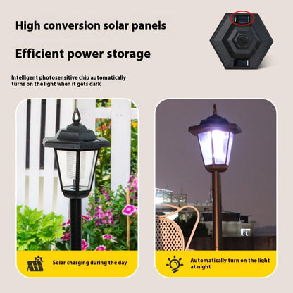 Hexagonal Solar Garden Lamp - Ornamental Outdoor Lawn Light