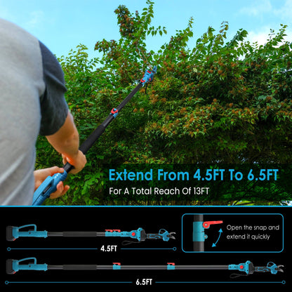 2-in-1 Electric Pruning Shears with Extension Pole - 21V Cordless