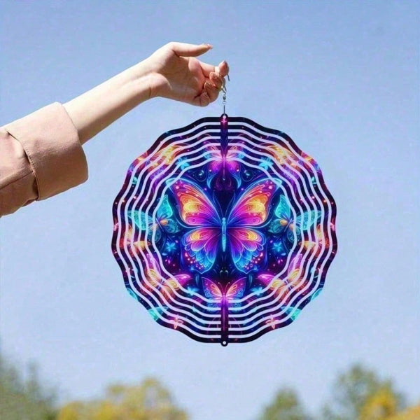 3D Butterfly Wind Spinner - Iron Kinetic Garden Yard Art