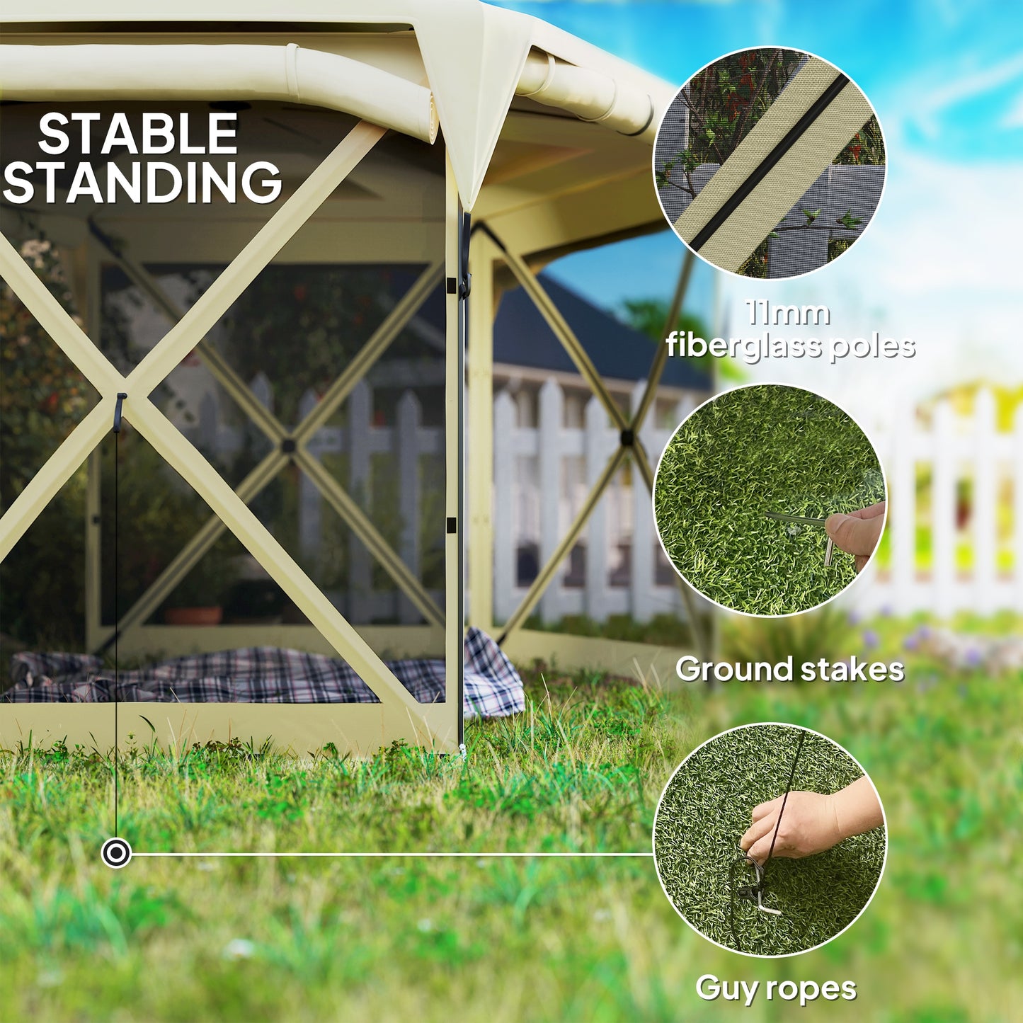 Pop-Up Gazebo Screen Tent - Portable Outdoor Canopy