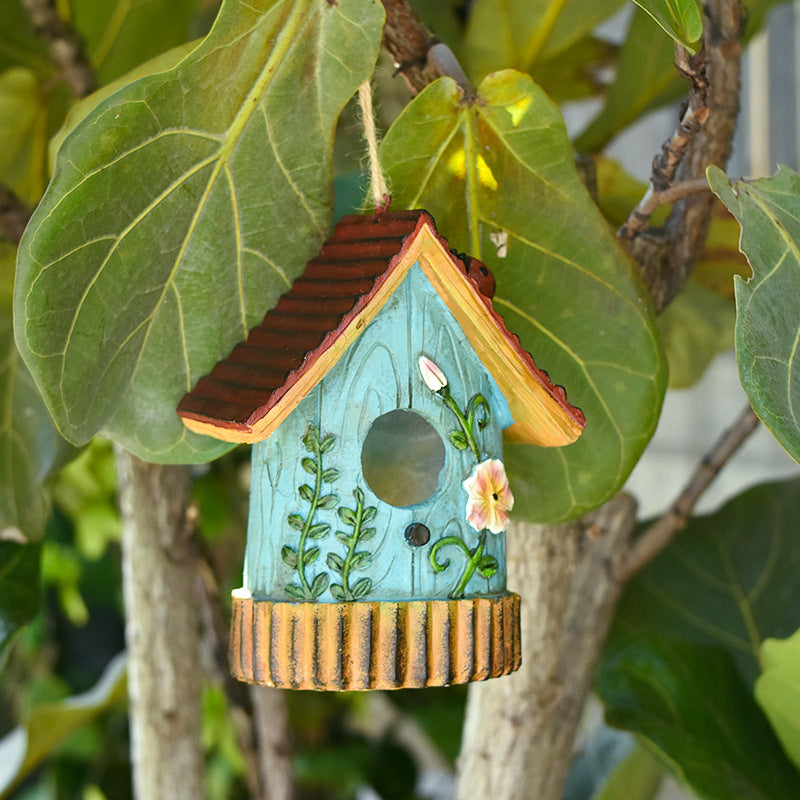 Rustic Birdhouse Garden Sculpture - Decorative Bird Nest Decor