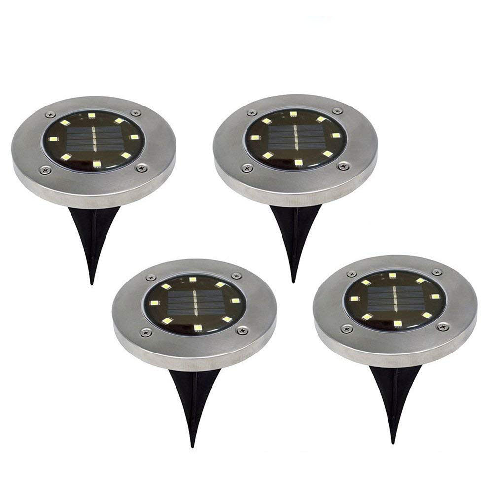 Solar In-Ground Deck Light - 8 LED Stainless Steel Lawn Lamp