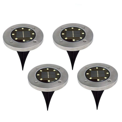 Solar In-Ground Deck Light - 8 LED Stainless Steel Lawn Lamp