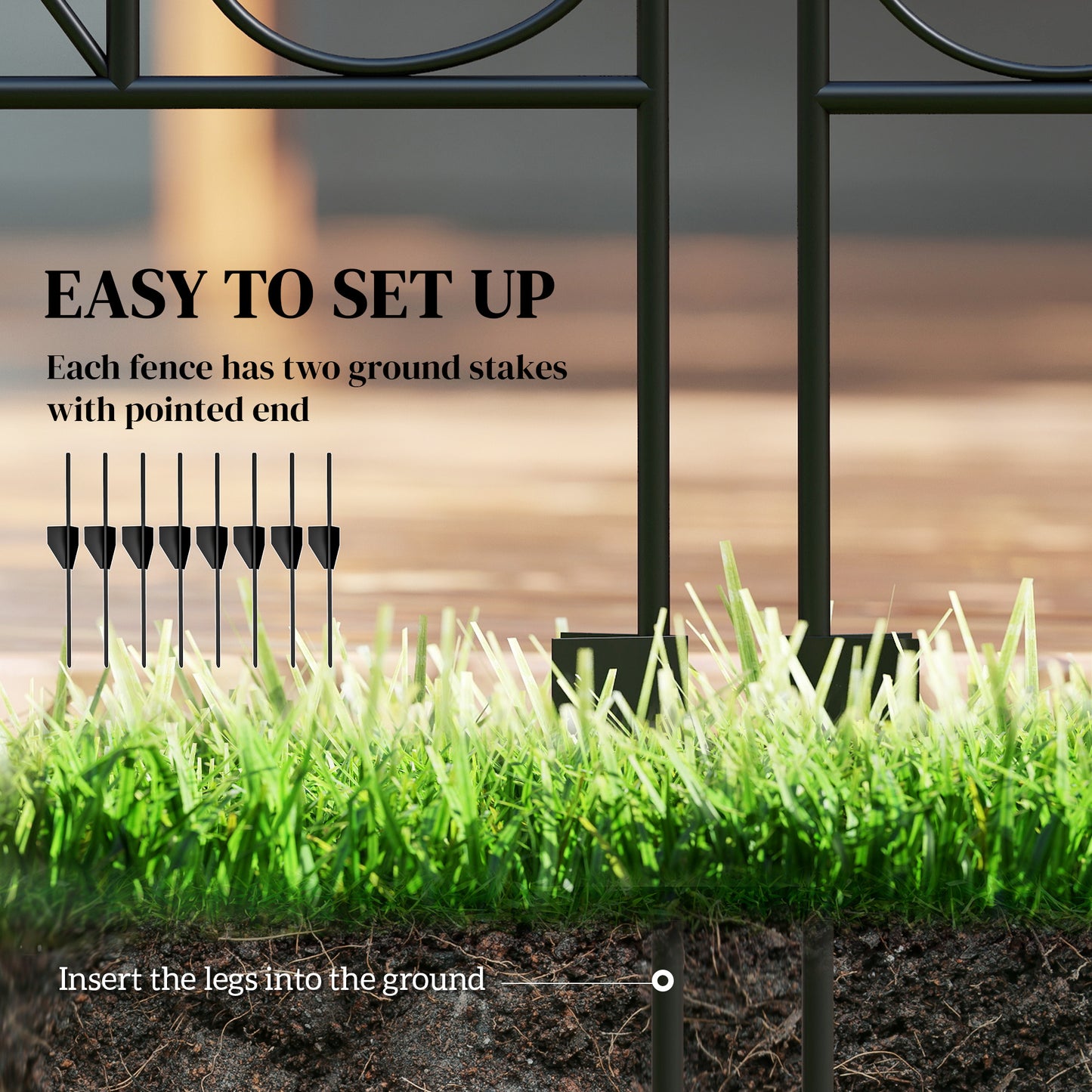 Steel Garden Fence 4-Pack - 11.5ft x 43in Yard Border Panels