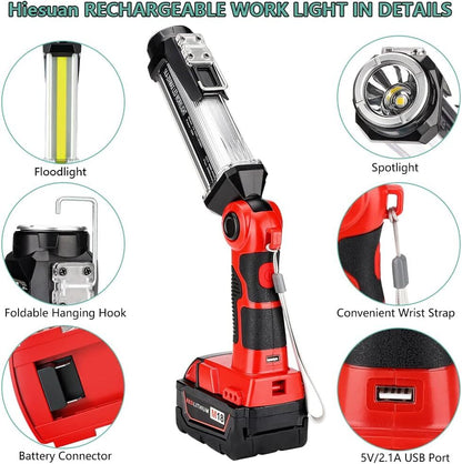 LED Work Light for Milwaukee 18V Battery - 35W Cordless Floodlight