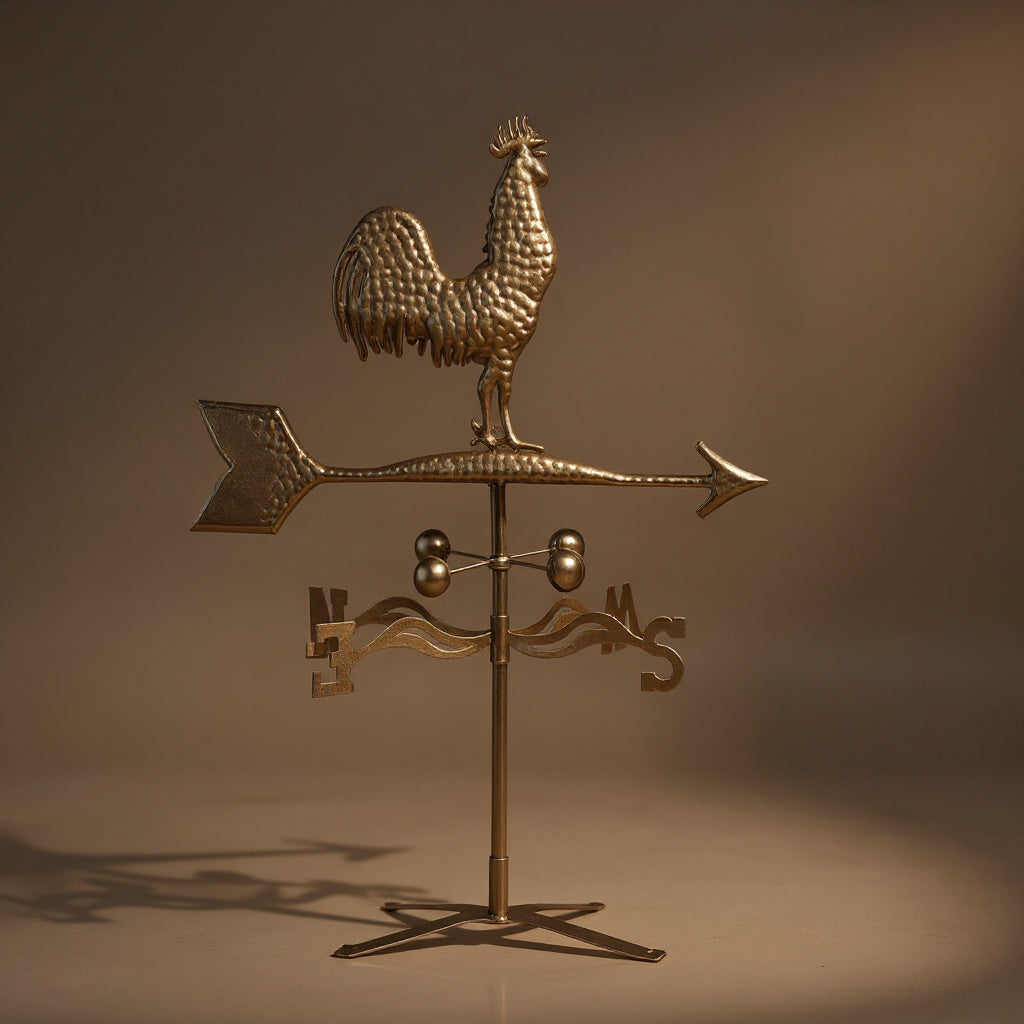 Metal Rooster Weathervane - Roof-Mount Wind Direction Indicator