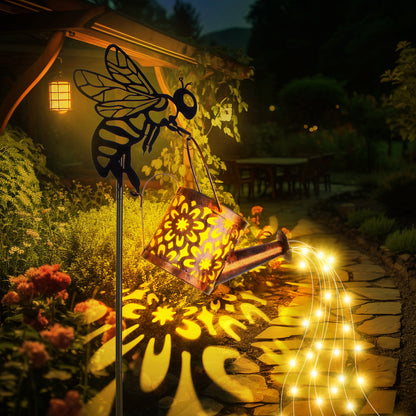 Solar Flower Watering Can Lights - Metal Garden Ornamental