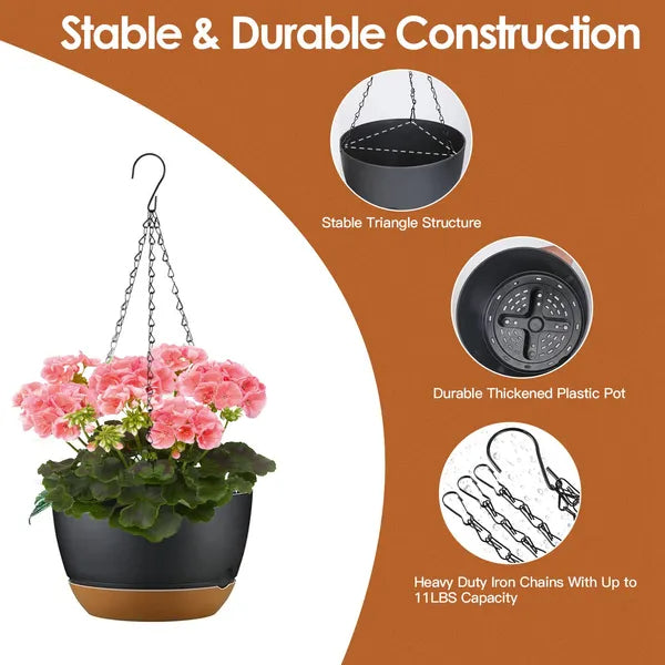 Self-Watering Hanging Planter 9.6in - With Drainage Holes