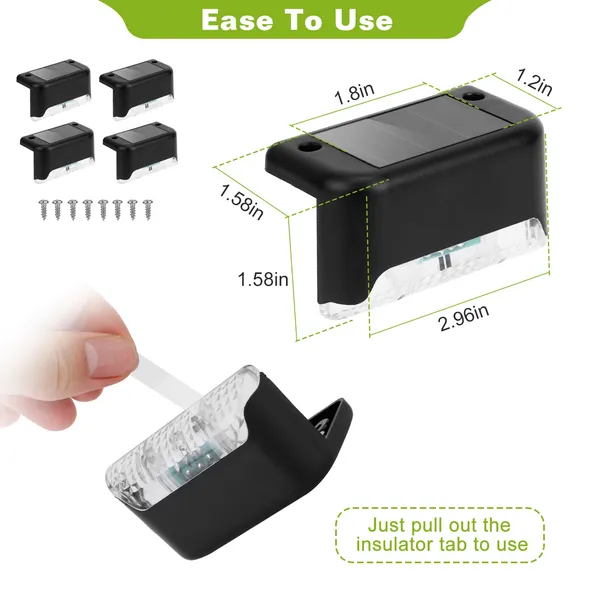 Solar LED Deck Step Lights - Outdoor Water-Resistant Dusk-to-Dawn