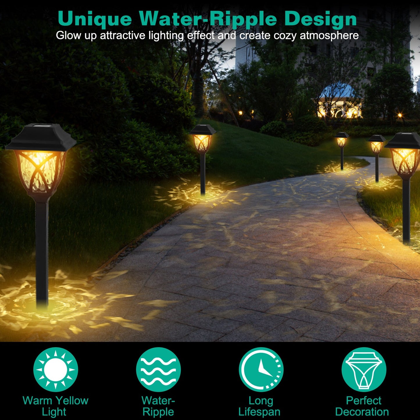 Solar Decorative Garden Stake Lamp - IP45 Waterproof Landscape