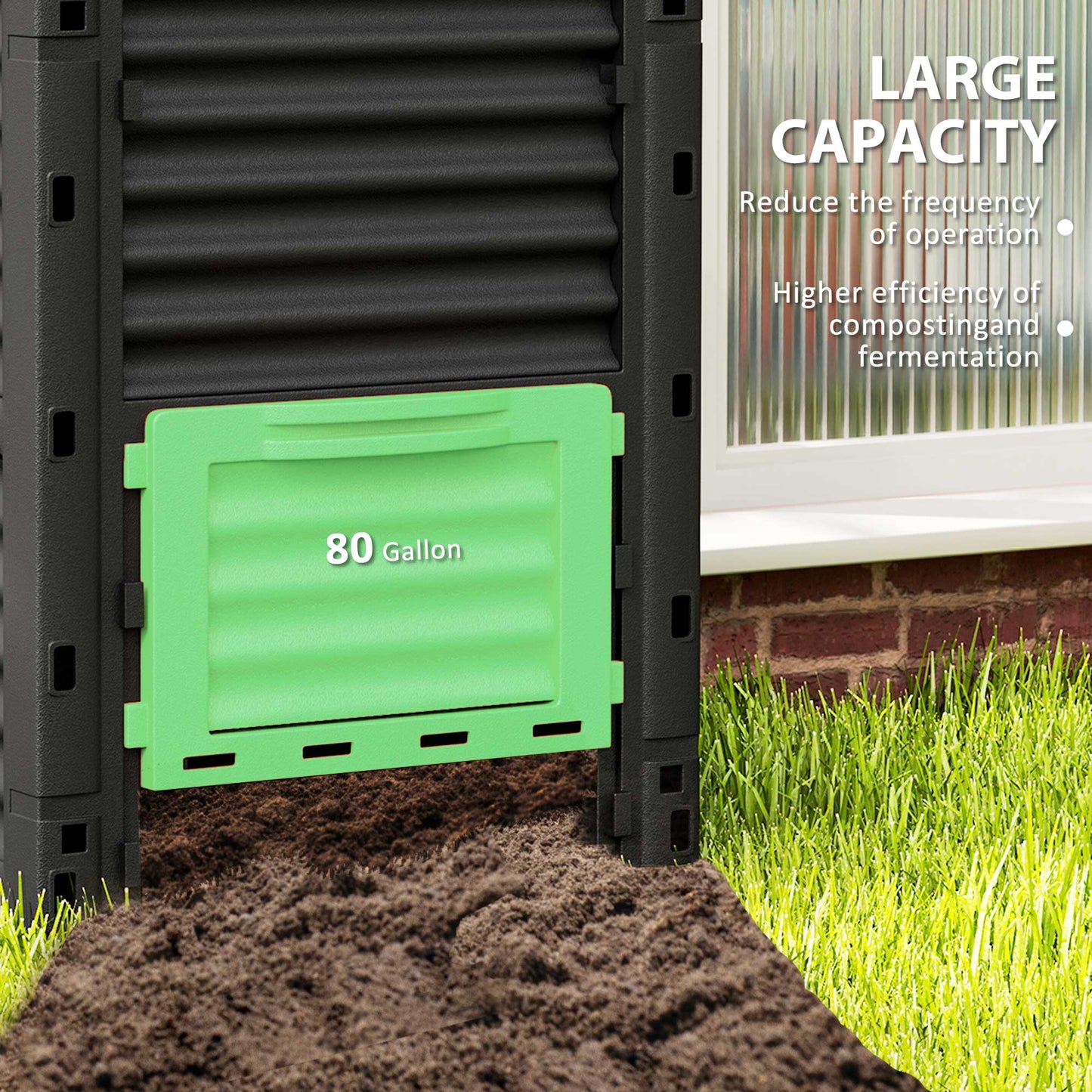 80 Gallon Garden Compost Bin - Large-Capacity Outdoor Composter