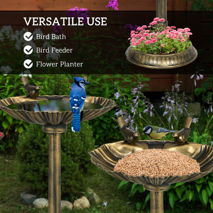 Antique Bird Bath 32in - Decorative Pedestal with Bird Feeder Bowl