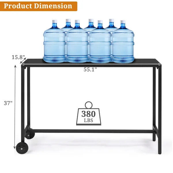 Outdoor Bar Height Table 55in - Rolling Counter with Wheels