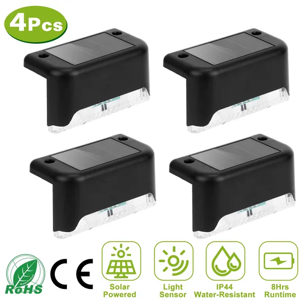 Solar LED Deck Step Lights - Outdoor Water-Resistant Dusk-to-Dawn