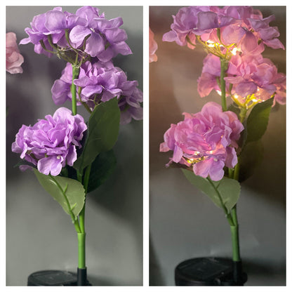 Solar Hydrangea Ground Lights - Decorative Outdoor Floral Lamps