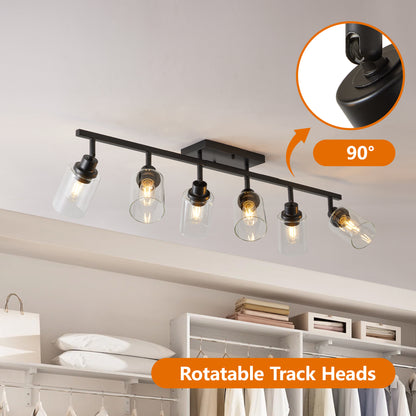6-Light Track Lighting Kit - Black Adjustable Spotlight Fixture