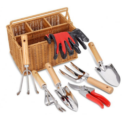 Garden Hand Tool Set - Stainless Steel Pruning Scissors & Hoe
